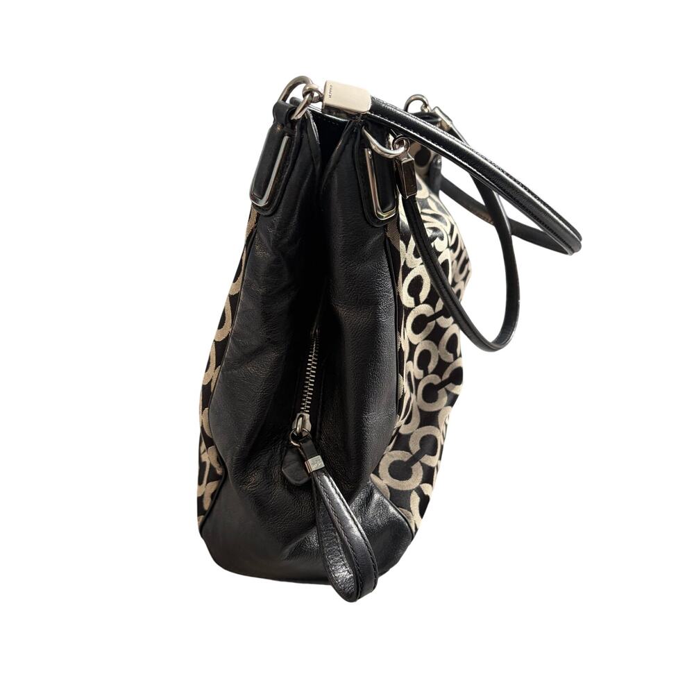 Coach Op Art Signature Black Tan Jacquard Leather Shoulder Bag Purse Y2K 2000's - Picture 6 of 13